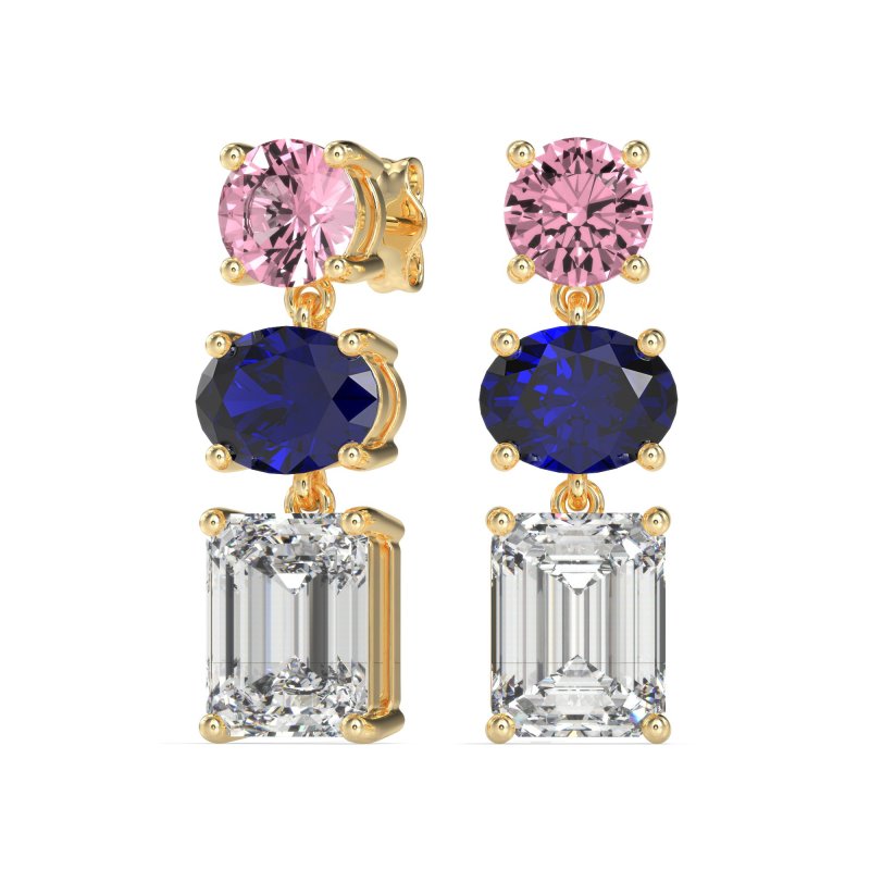 Three-Stone Dangle Earrings