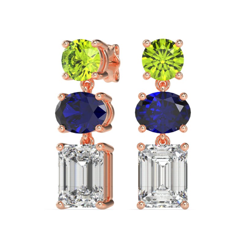 Three-Stone Dangle Earrings