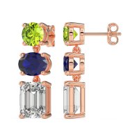 Three-Stone Dangle Earrings