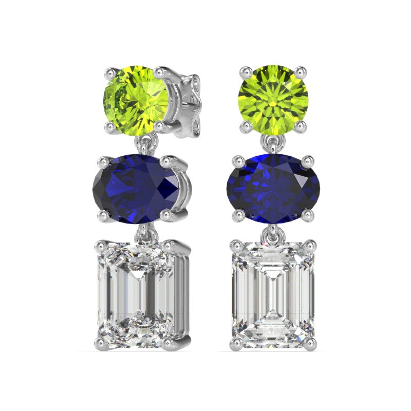 Three-Stone Dangle Earrings