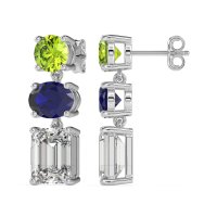 Three-Stone Dangle Earrings