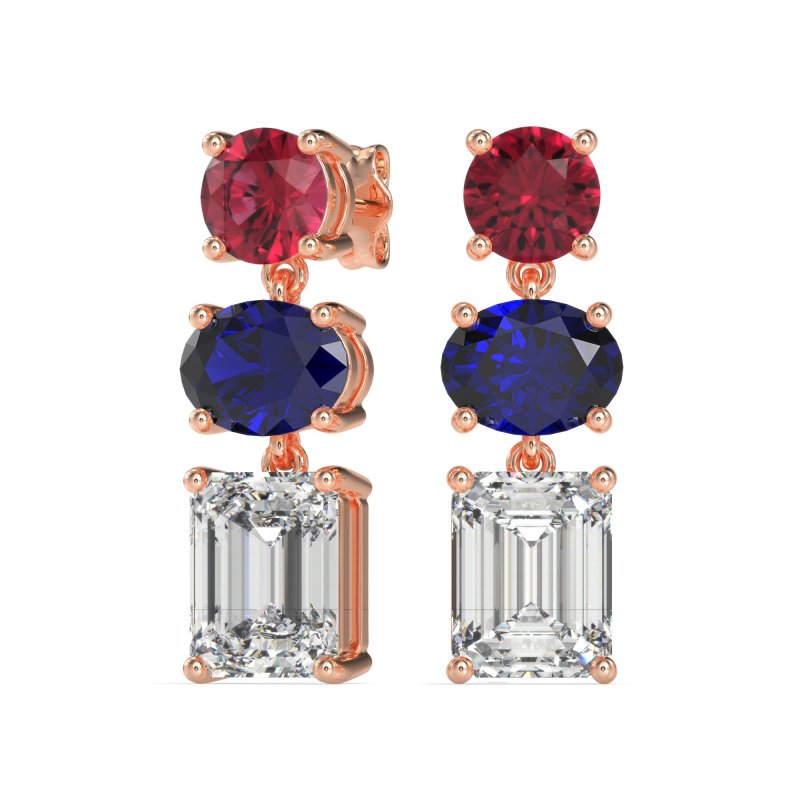 Three-Stone Dangle Earrings