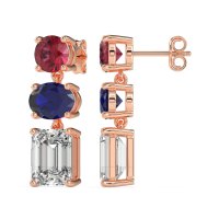 Three-Stone Dangle Earrings