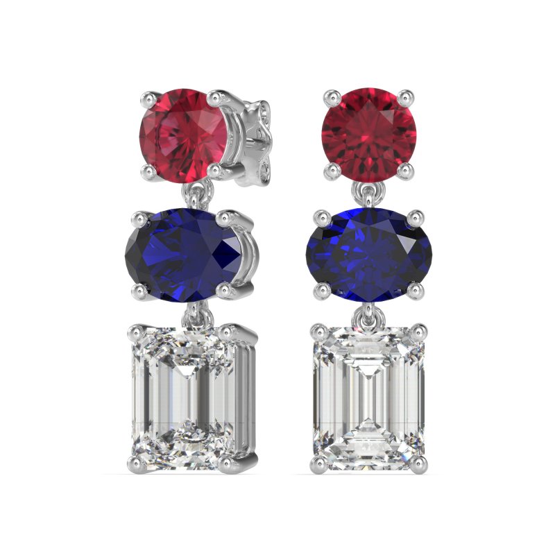Three-Stone Dangle Earrings