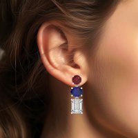 Three-Stone Dangle Earrings