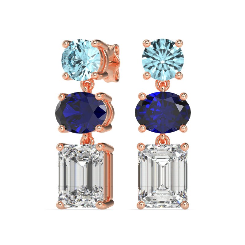 Three-Stone Dangle Earrings