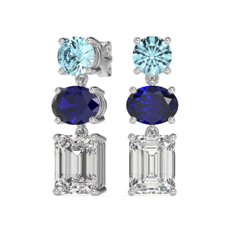 Three-Stone Dangle Earrings