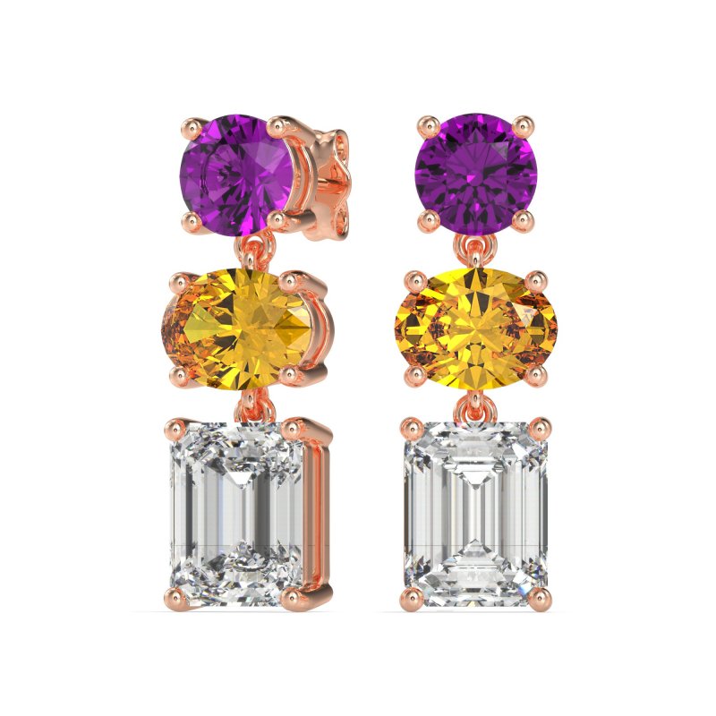 Three-Stone Dangle Earrings