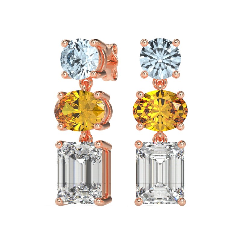 Three-Stone Dangle Earrings