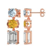 Three-Stone Dangle Earrings