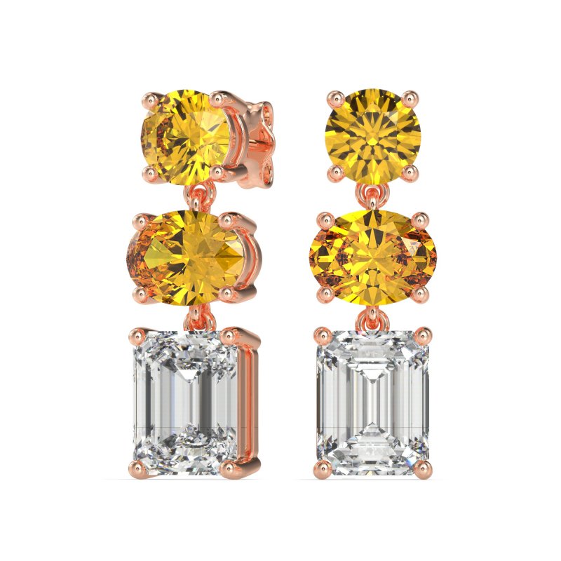 Three-Stone Dangle Earrings