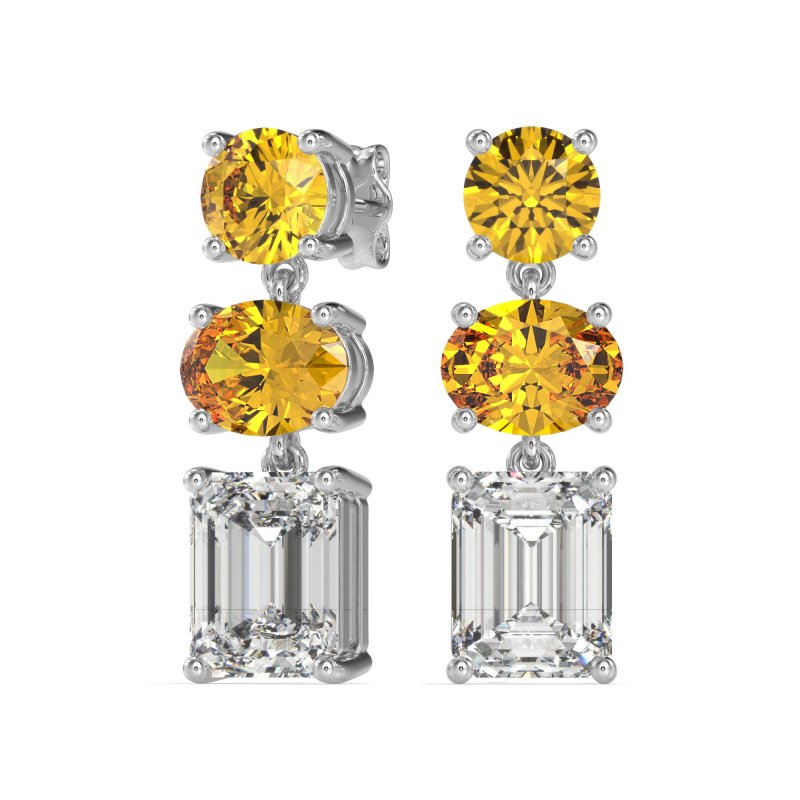 Three-Stone Dangle Earrings