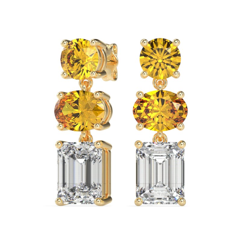 Three-Stone Dangle Earrings
