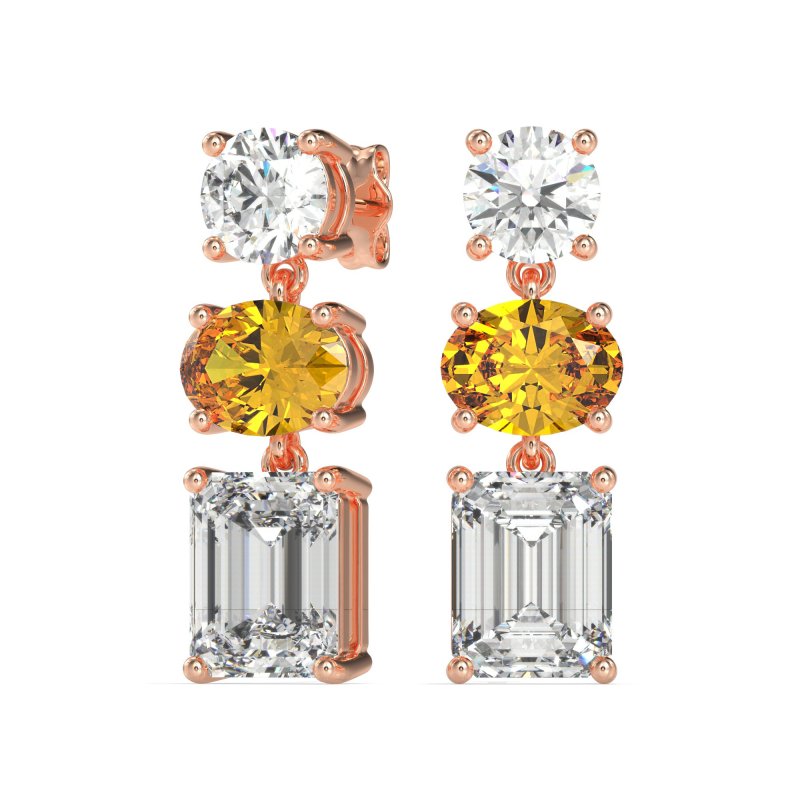 Three-Stone Dangle Earrings