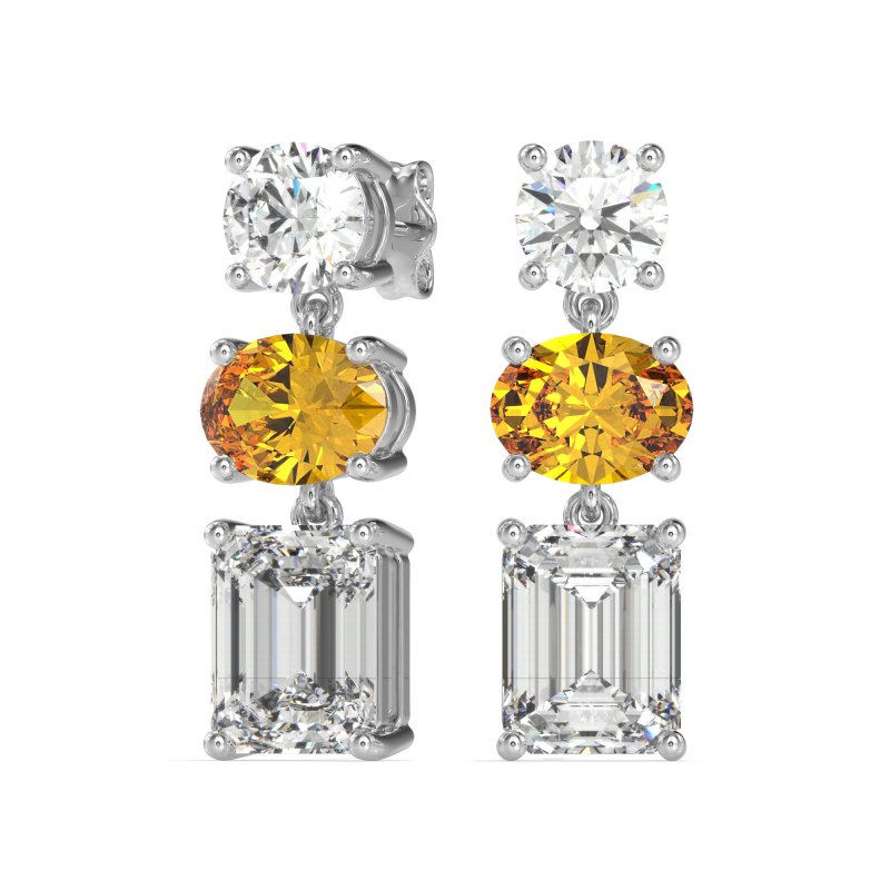 Three-Stone Dangle Earrings