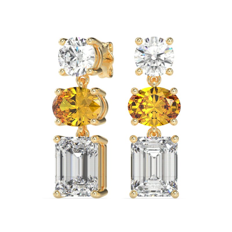 Three-Stone Dangle Earrings