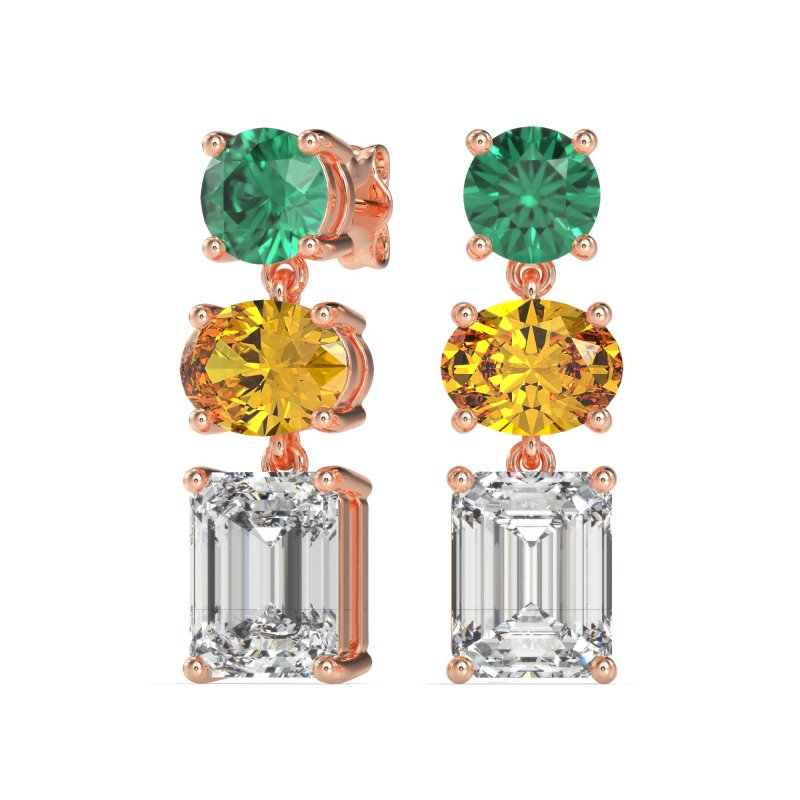 Three-Stone Dangle Earrings