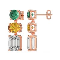 Three-Stone Dangle Earrings