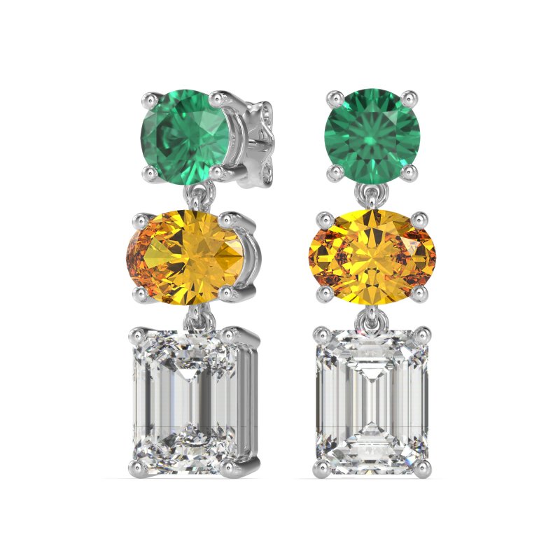 Three-Stone Dangle Earrings