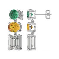Three-Stone Dangle Earrings