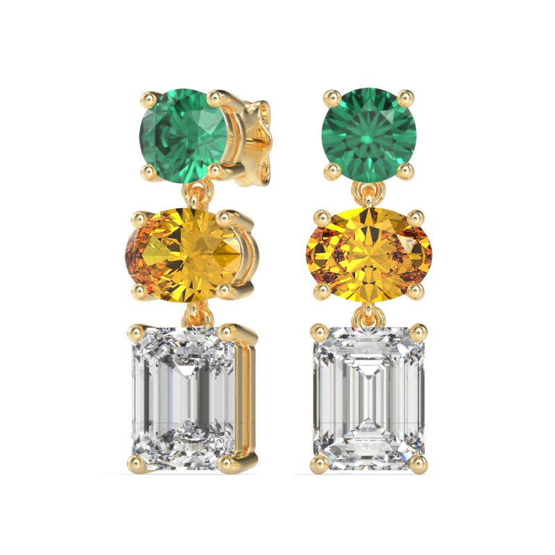 Three-Stone Dangle Earrings