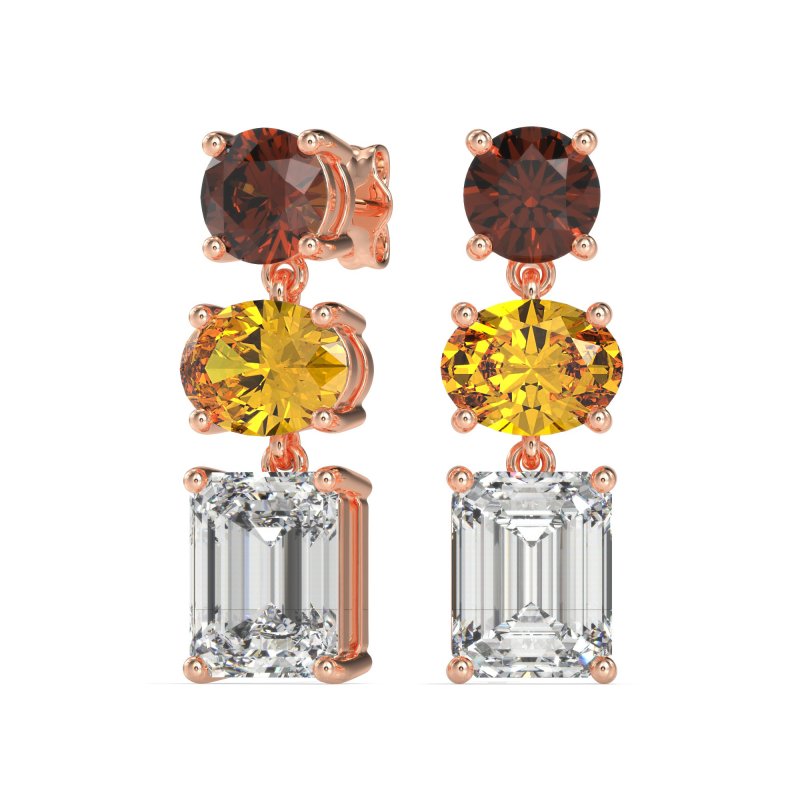 Three-Stone Dangle Earrings