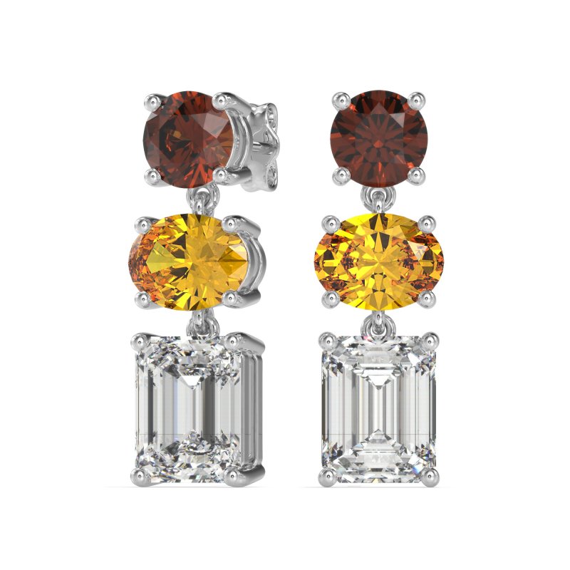 Three-Stone Dangle Earrings