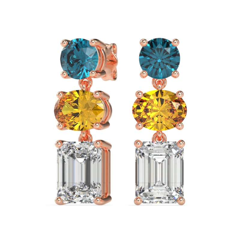 Three-Stone Dangle Earrings