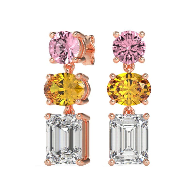 Three-Stone Dangle Earrings
