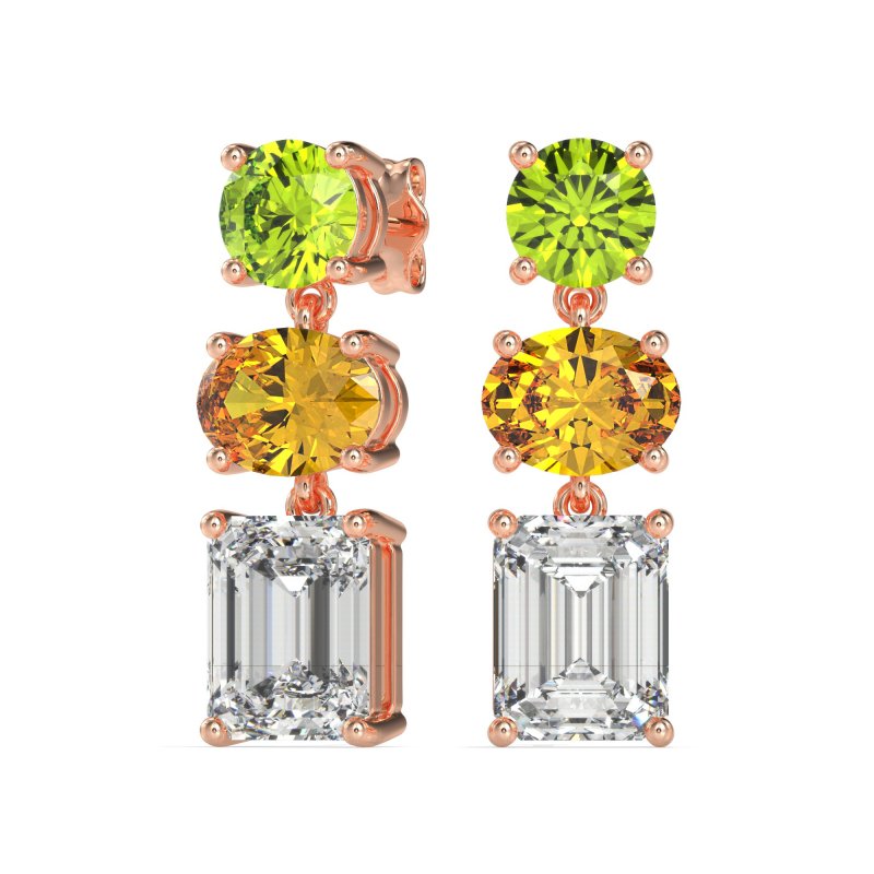 Three-Stone Dangle Earrings