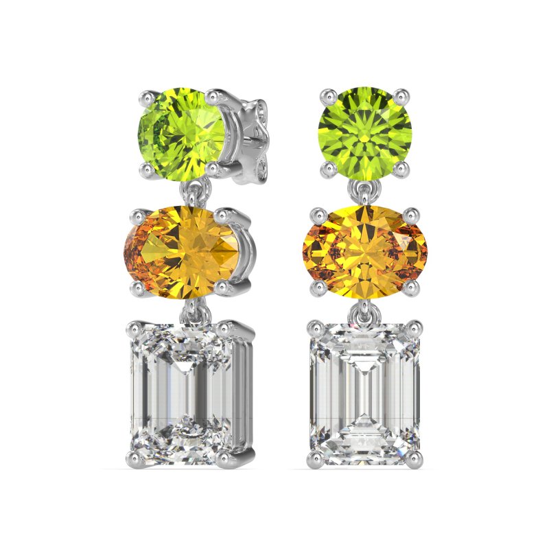 Three-Stone Dangle Earrings