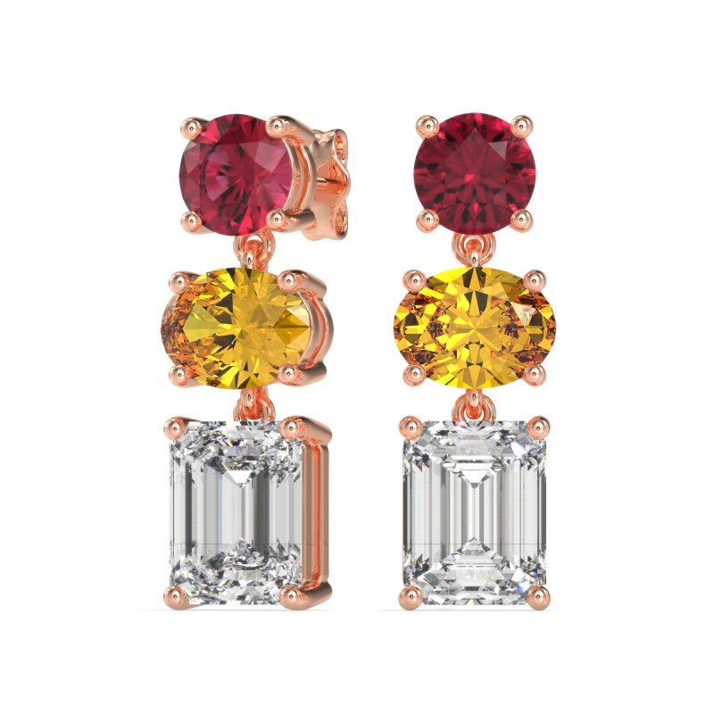 Three-Stone Dangle Earrings