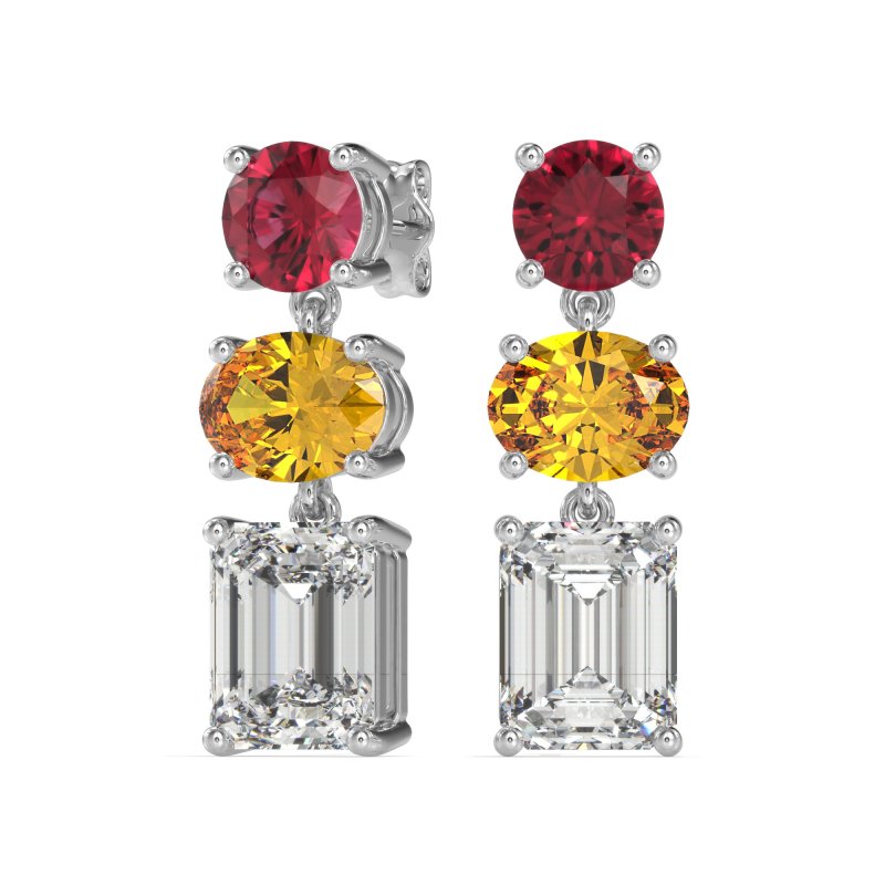 Three-Stone Dangle Earrings