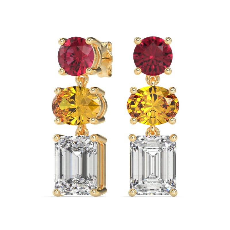 Three-Stone Dangle Earrings