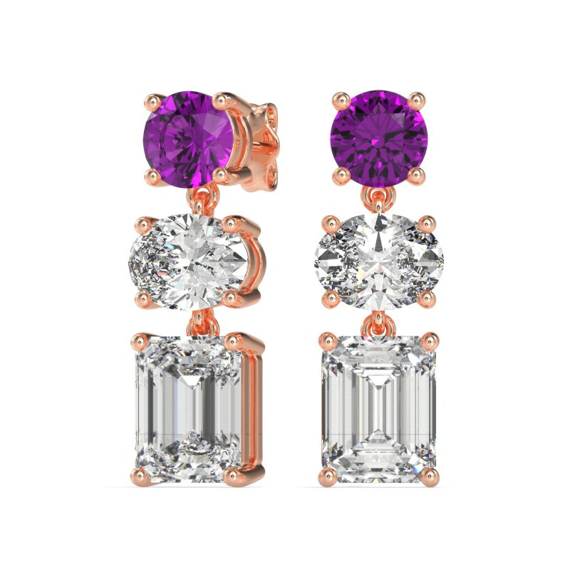 Three-Stone Dangle Earrings