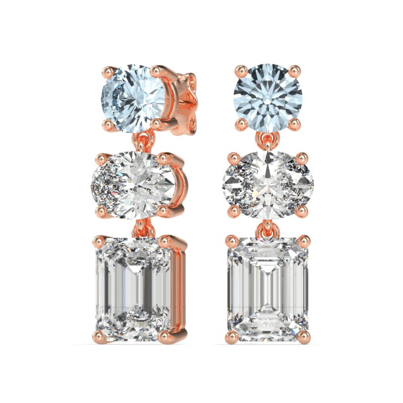 Three-Stone Dangle Earrings