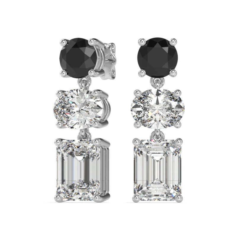 Three-Stone Dangle Earrings