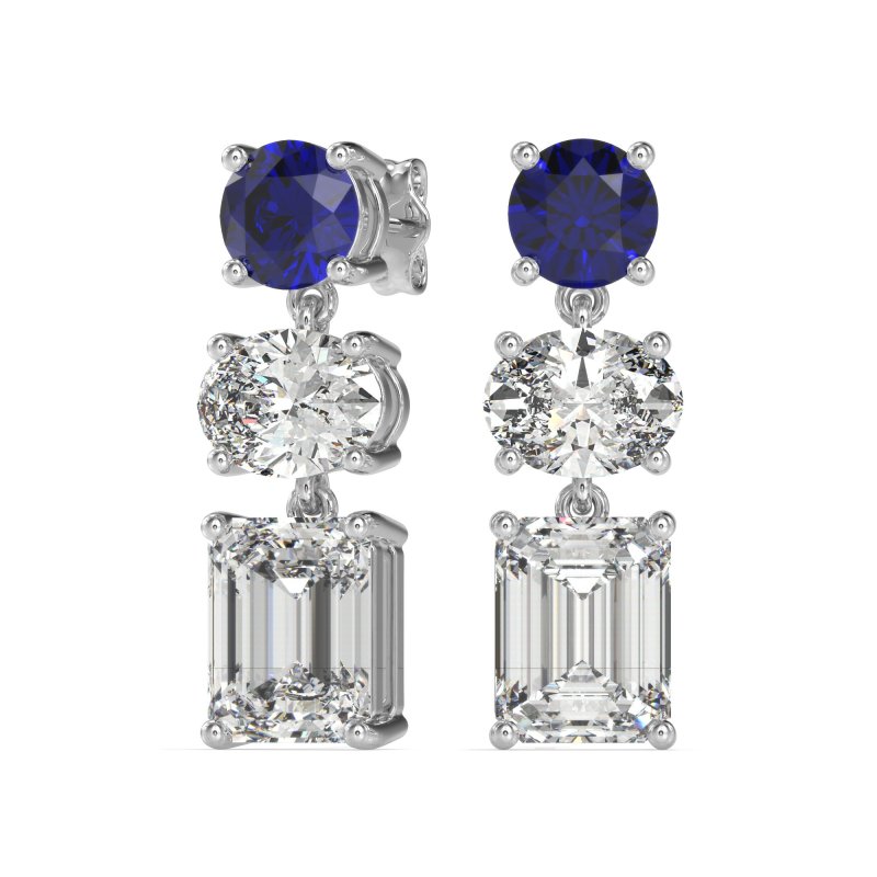 Three-Stone Dangle Earrings