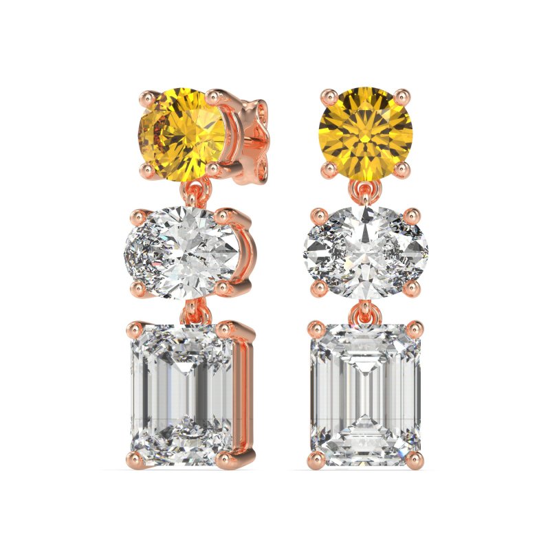 Three-Stone Dangle Earrings