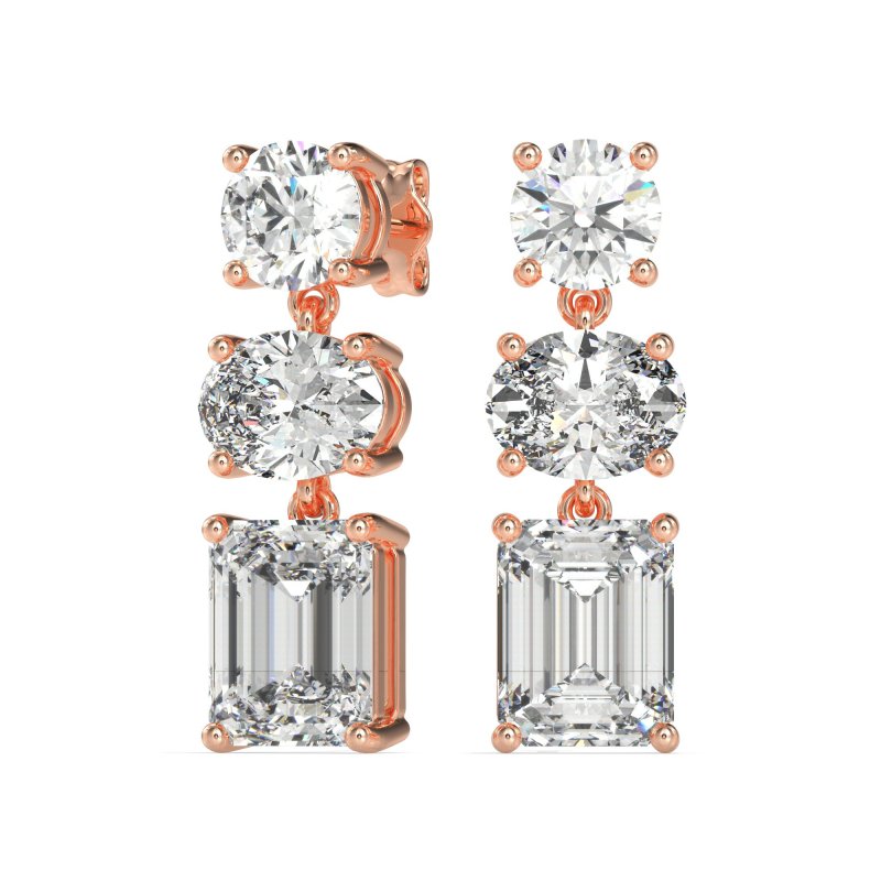 Three-Stone Dangle Earrings