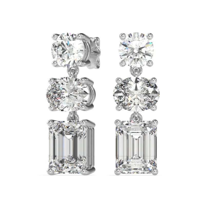 Three-Stone Dangle Earrings