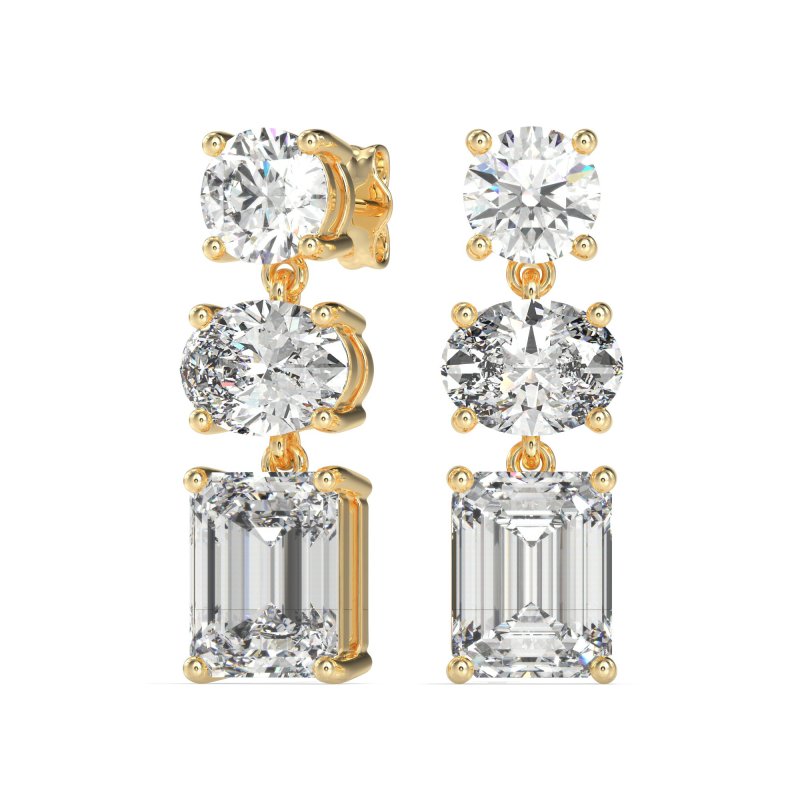 Three-Stone Dangle Earrings