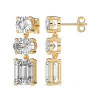 Three-Stone Dangle Earrings