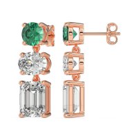 Three-Stone Dangle Earrings