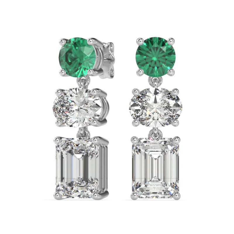 Three-Stone Dangle Earrings