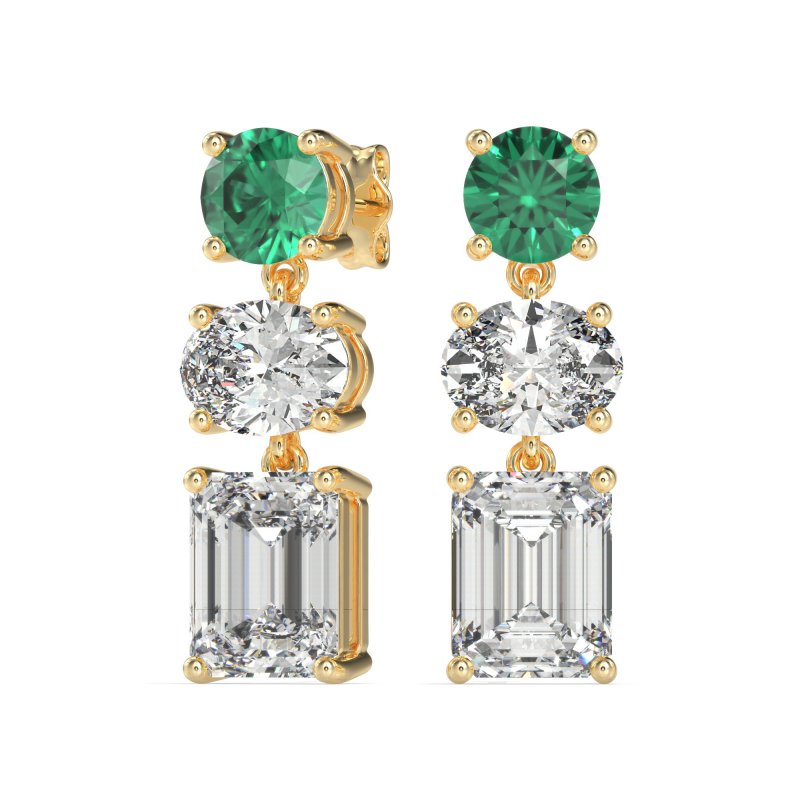 Three-Stone Dangle Earrings