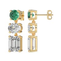 Three-Stone Dangle Earrings