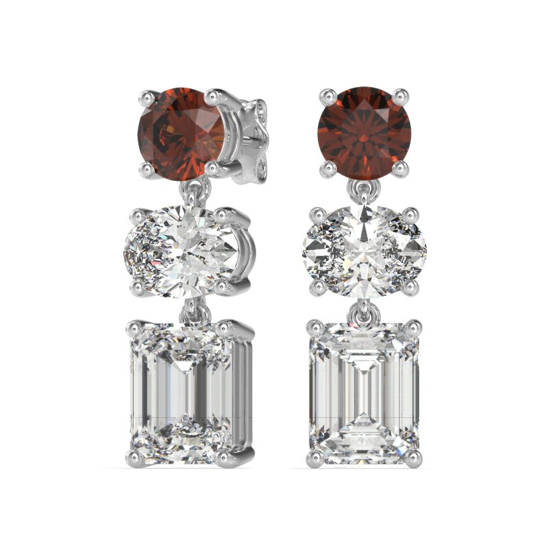 Three-Stone Dangle Earrings