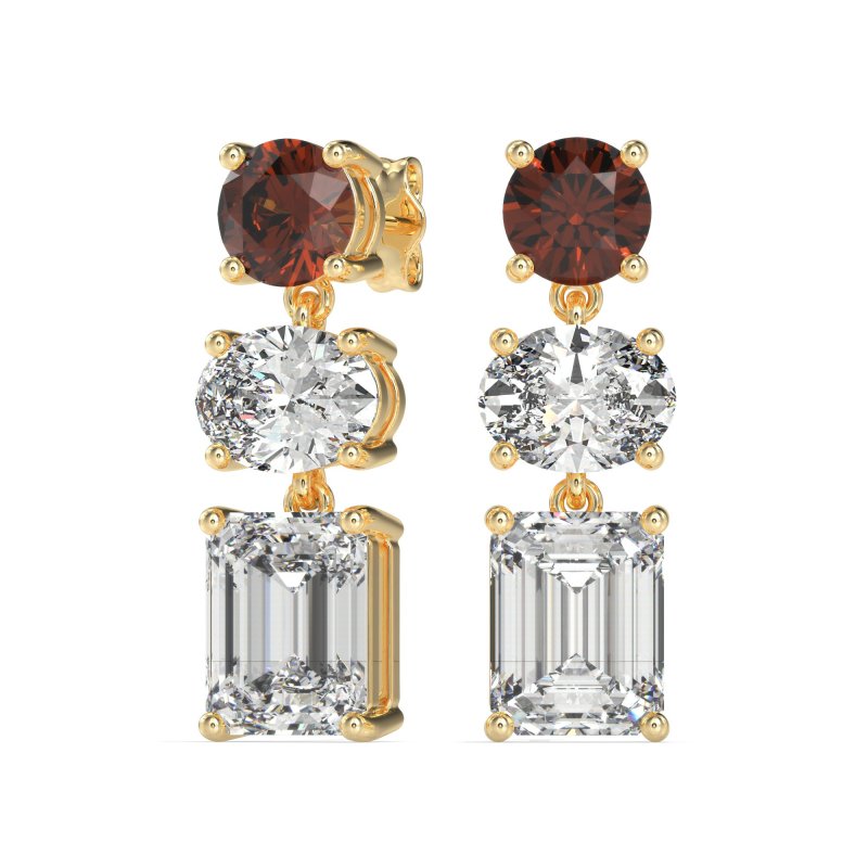 Three-Stone Dangle Earrings