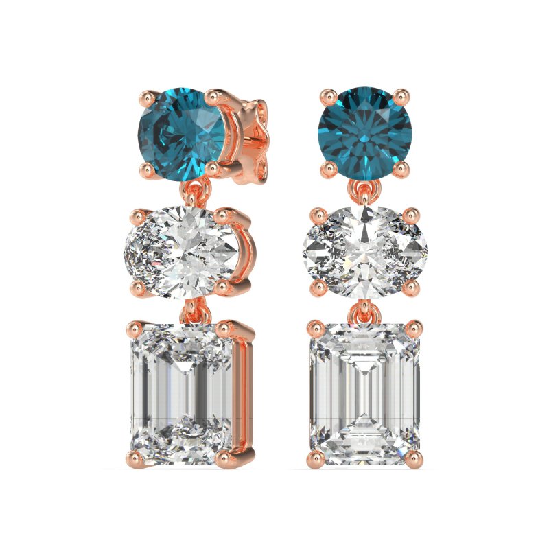 Three-Stone Dangle Earrings